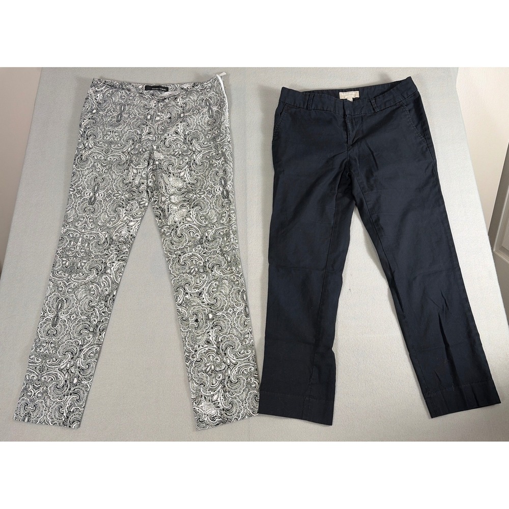 Banana Republic & Amanda Chelsea Pants Lot 2 Pair Black Paisley Women Size 4 30W